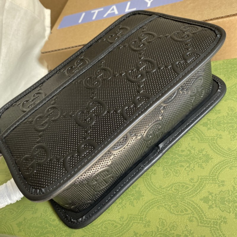 Gucci Replica GG Embossed Cosmetic Case 627470 Black Leather